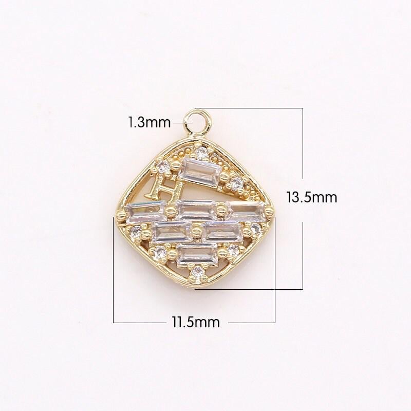 Mini rhombus charm baguette cz charm for necklace bracelet earring supply -394
