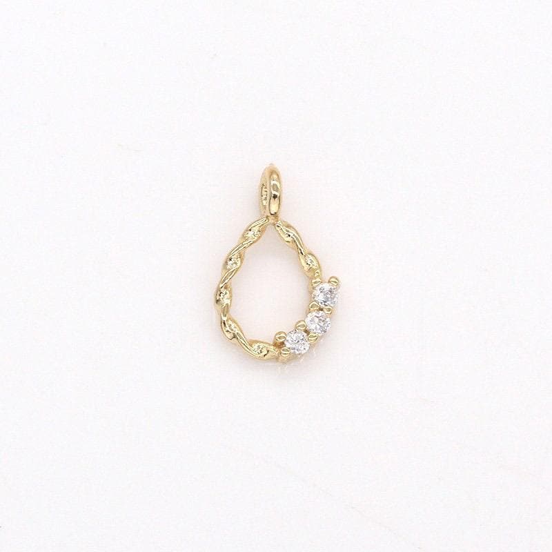 Mini cubic tear drop cubic pendant polished gold-plated twisted pear charm for earring bracelet necklace component -316