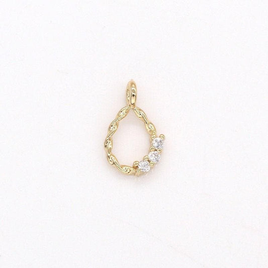 Mini cubic tear drop cubic pendant polished gold-plated twisted pear charm for earring bracelet necklace component -316