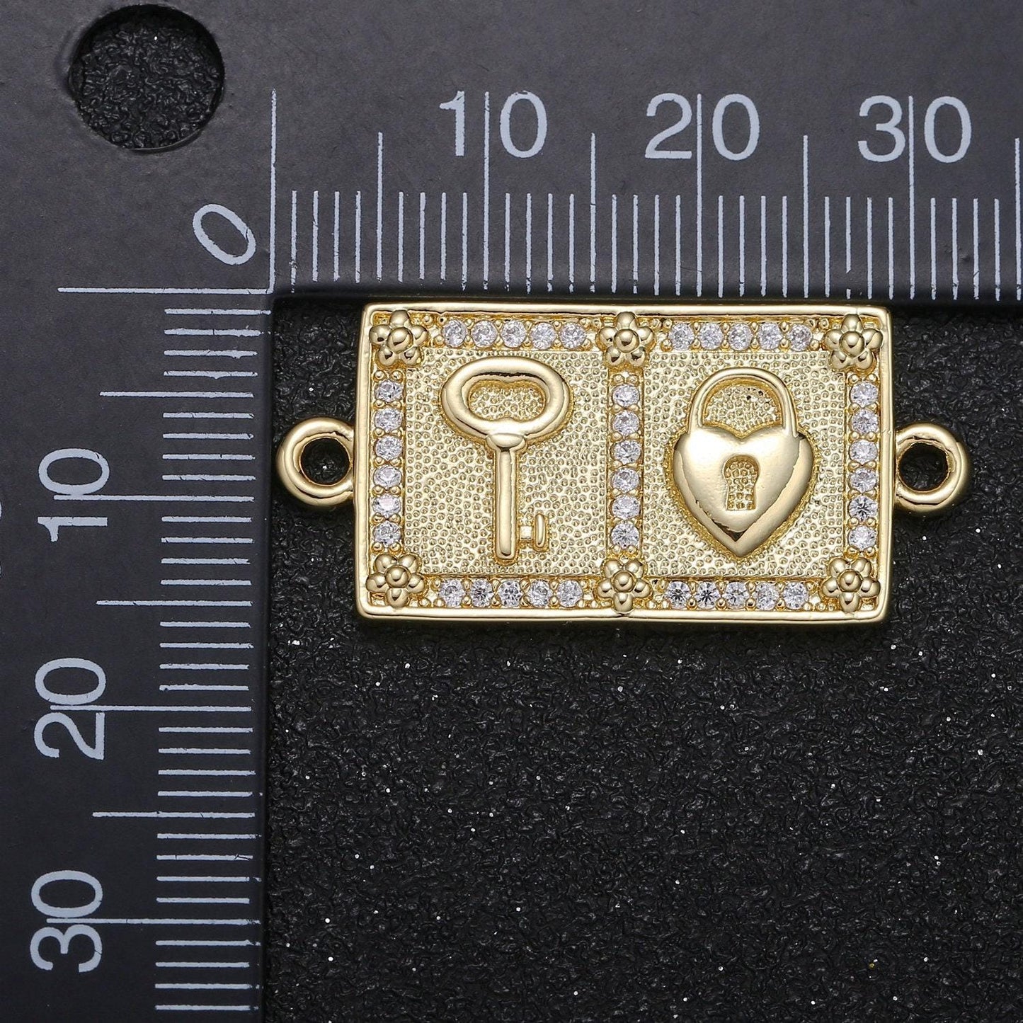 Lock my heart gold connector cz pave geometric connector gold key minimalist jewelry making supplies for bracelet earring necklace -23