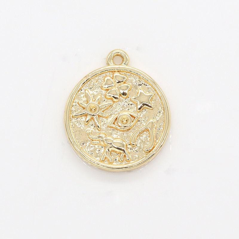 Gold rustic lucky charm star elephant evil eye charm for necklace bracelet earring jewelry making -159