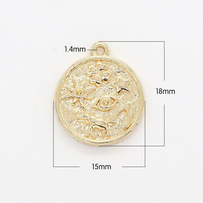 Gold rustic lucky charm star elephant evil eye charm for necklace bracelet earring jewelry making -159