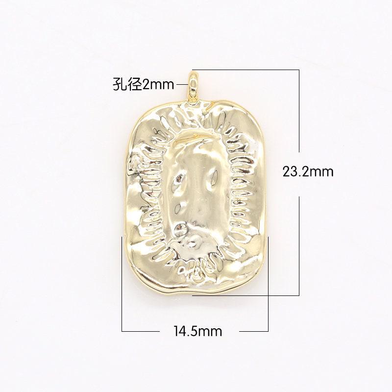 Sun pendant gold rustic charm rectangle celestial charm for jewelry making -154