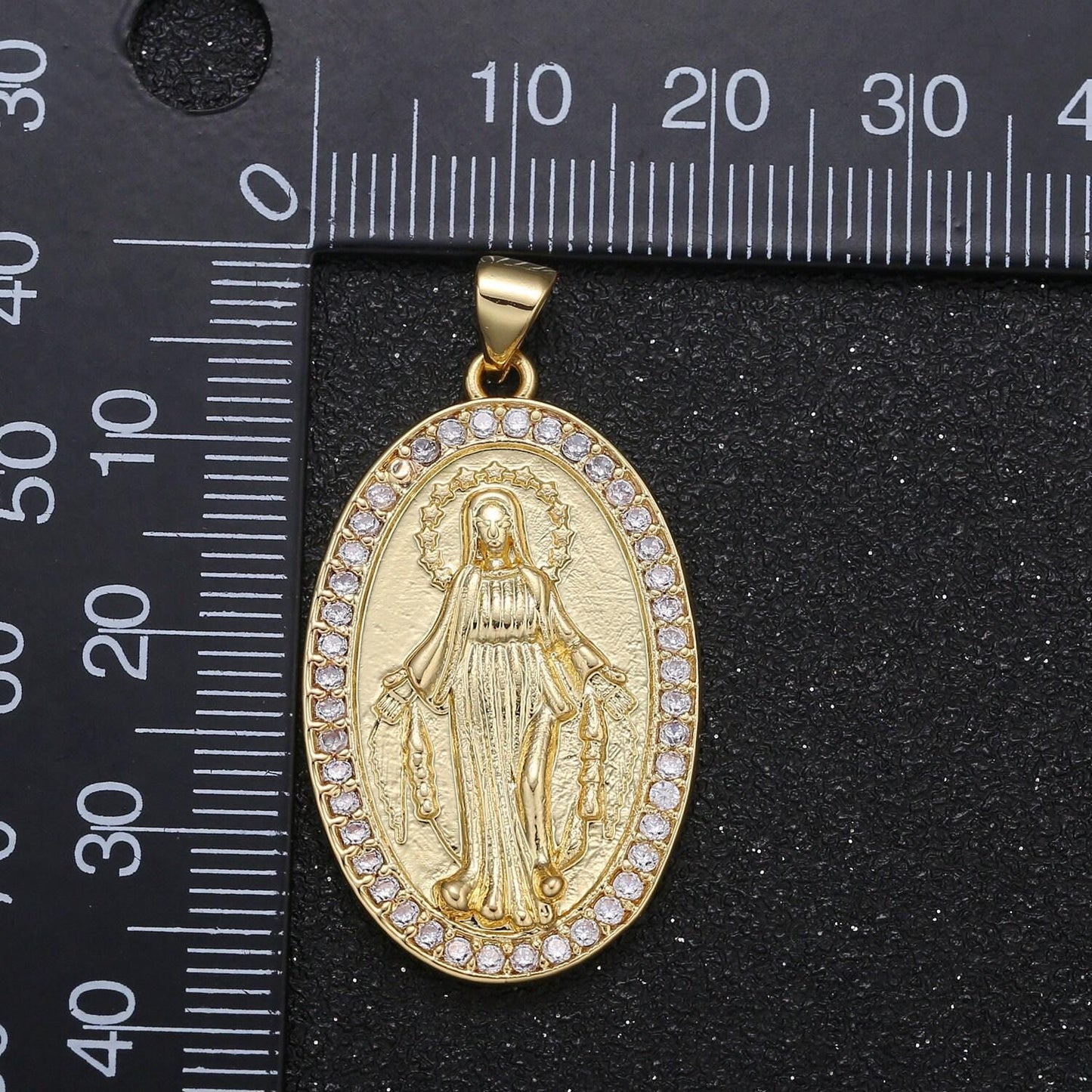 Oval virgin mary charm religious charm micro pave cz lady guadalupe charm for jewelry making -15