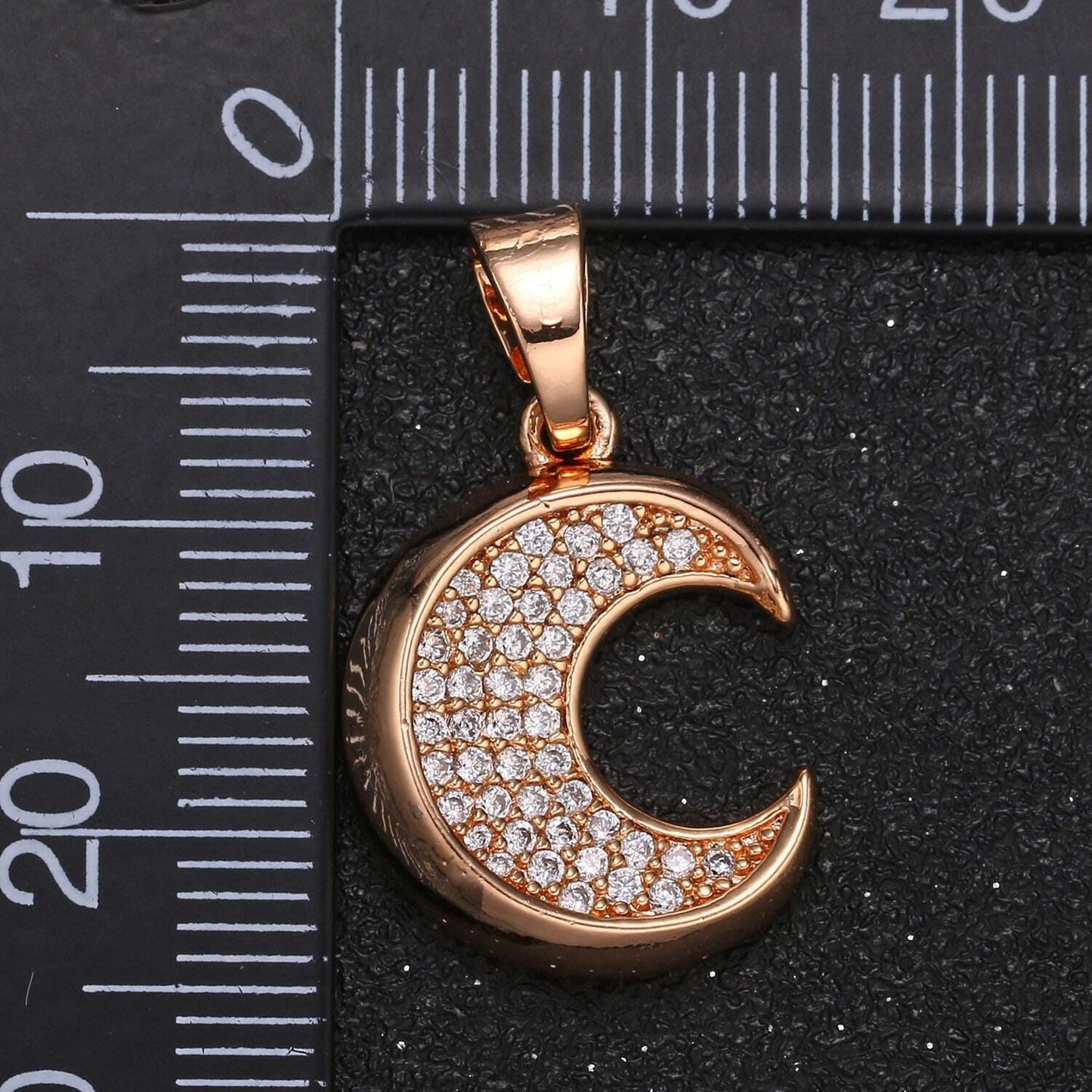 Gold moon charm micro pave charm , crescent moon jewelry pendant celestial charm for jewelry supply -1057