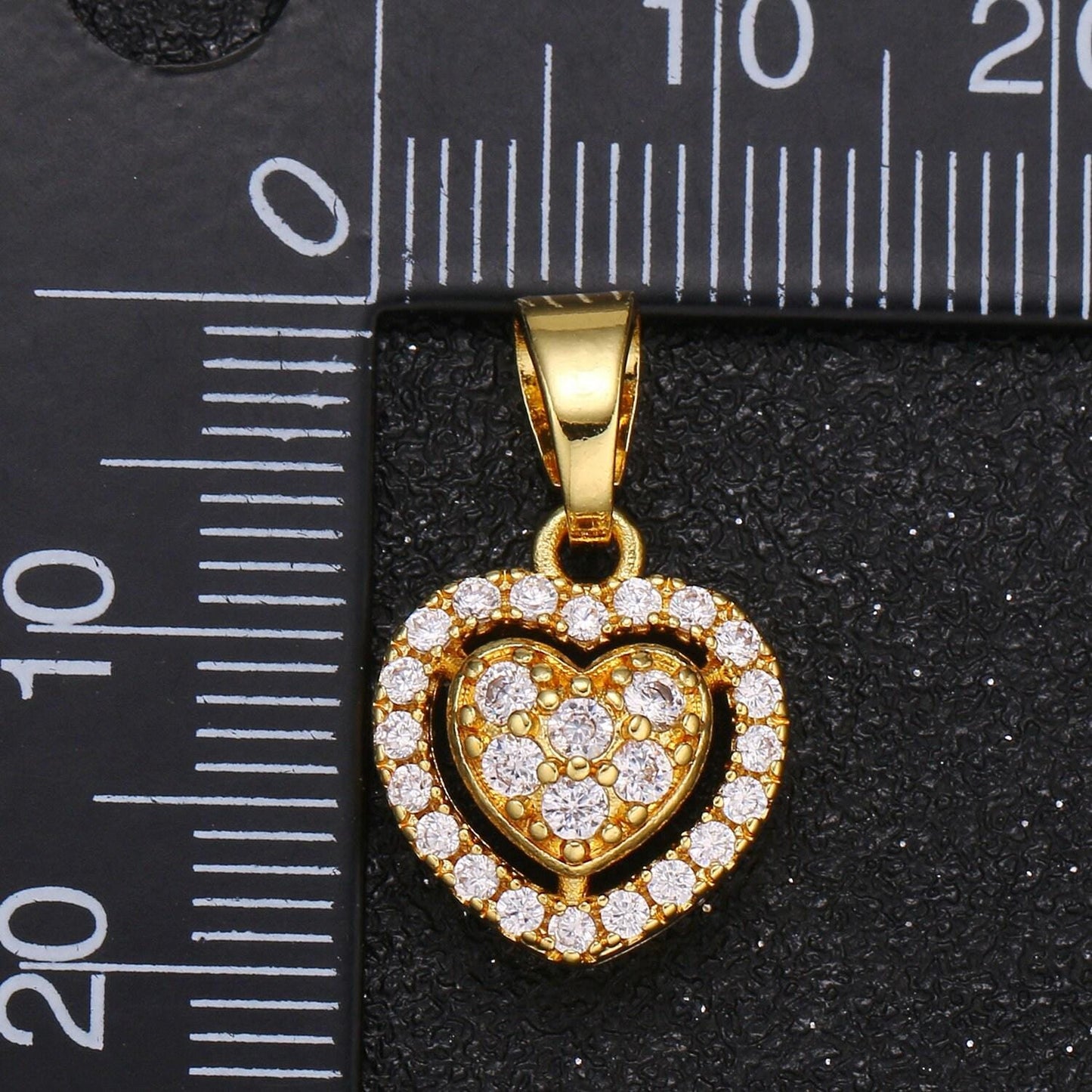 Gold heart charm micro pave charm love cubic dainty jewelry pendant luxury charm for jewelry supply -1054