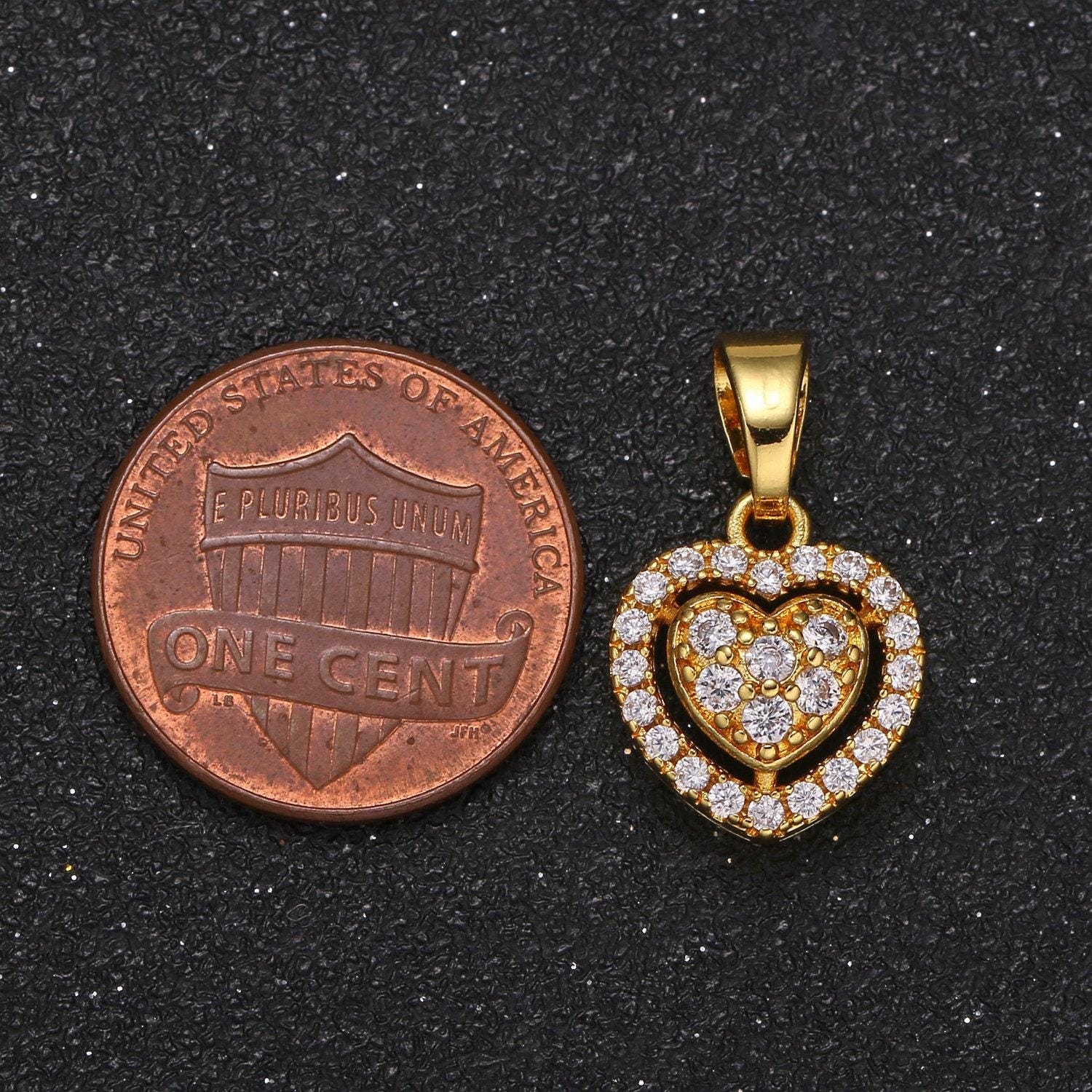 Gold heart charm micro pave charm love cubic dainty jewelry pendant luxury charm for jewelry supply -1054