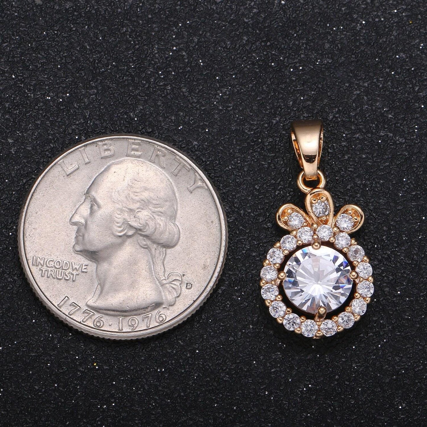 Gold round charm micro pave charm ball cubic solitaire jewelry pendant luxury charm for jewelry supply -1049