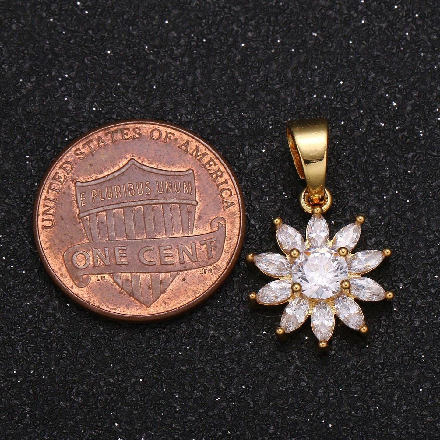Dainty clear sun flower cubic zirconia cz charm pendant floral nature charm bracelet necklace earring supply -1047