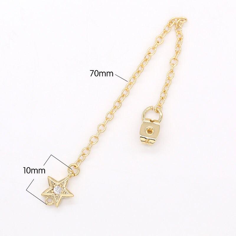 1 pair micro pave little star drop ear back 70mm long 1mm thick earring back stopper earring making components jewelry finding wholesale-836