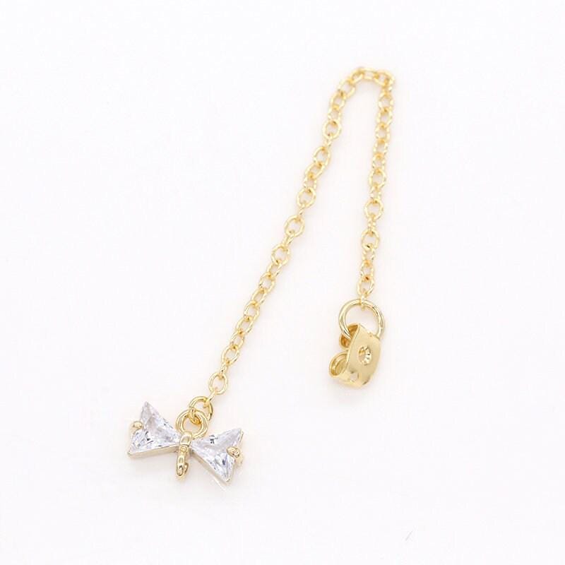1 pair cubic bow drop ear back 70mm long,1mm thick earring back stopper for earring making,earring components,jewelry findings wholesale-825
