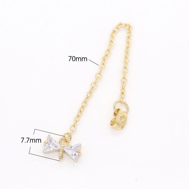 1 pair cubic bow drop ear back 70mm long,1mm thick earring back stopper for earring making,earring components,jewelry findings wholesale-825