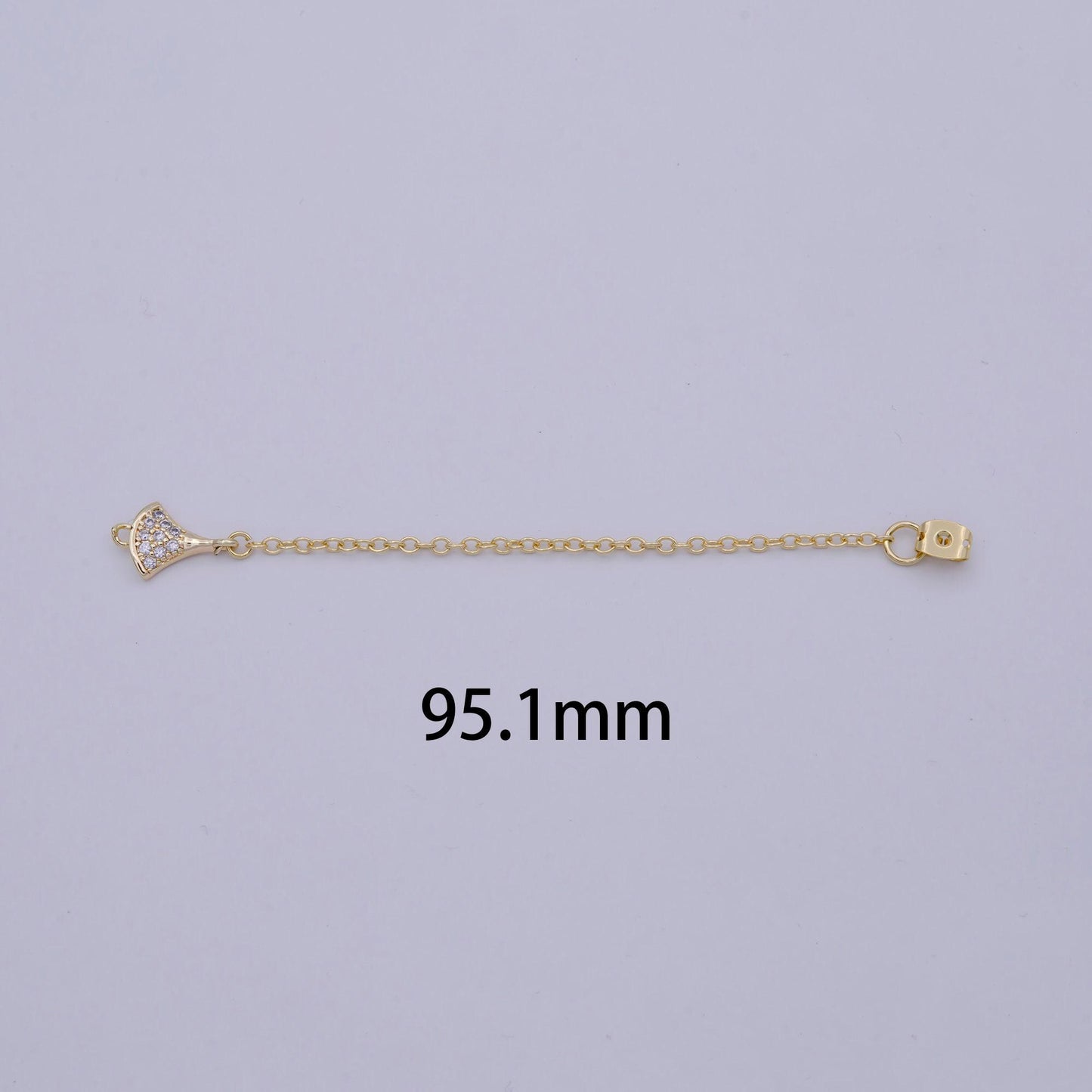 Back stopper w/ chain cz dangle charm 2 pcs gold filled nickel free, butterfly clutch chain dainty earring back k-189