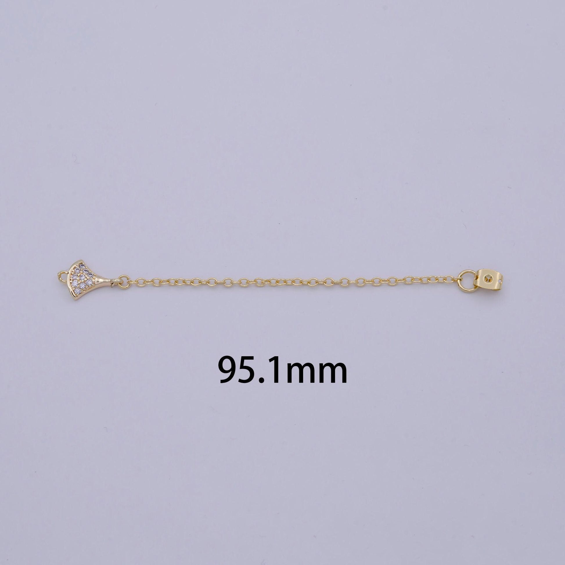 Back stopper w/ chain cz dangle charm 2 pcs gold filled nickel free, butterfly clutch chain dainty earring back k-189
