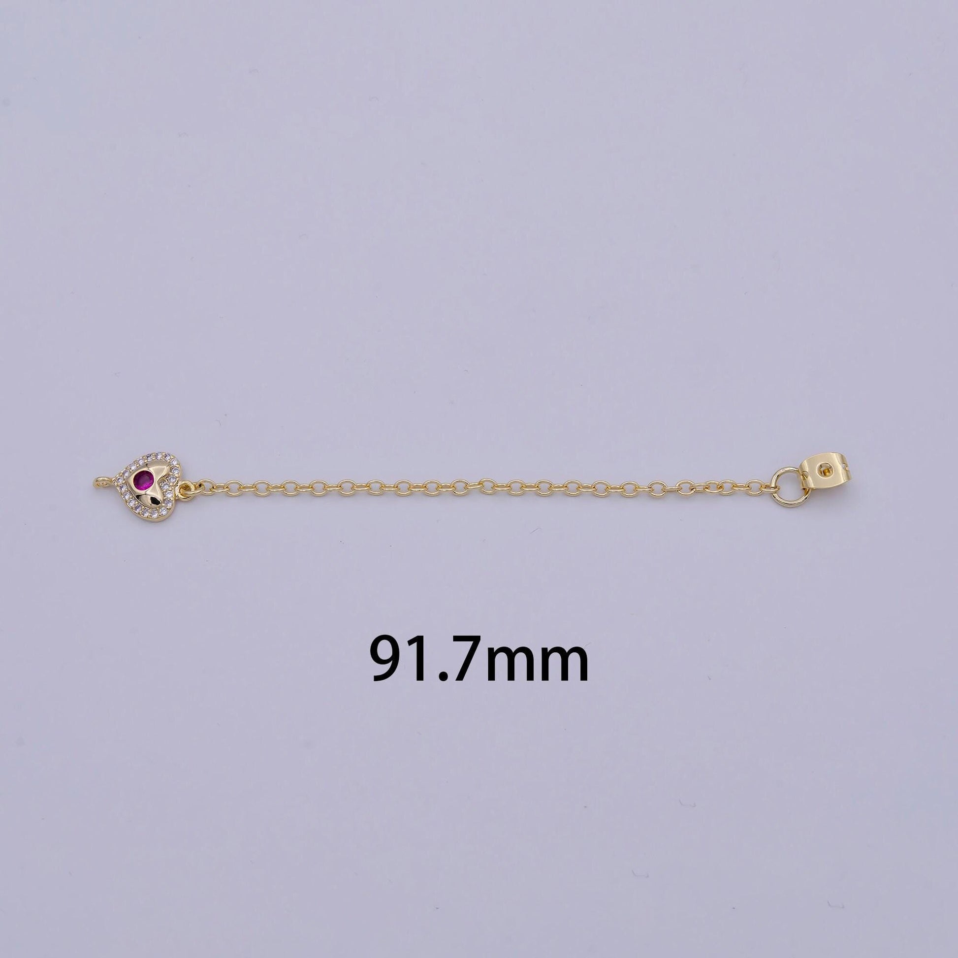 1 pair gold ear back stoppers, earring nuts with long tassel chain ink cz heart earring component finding k-176