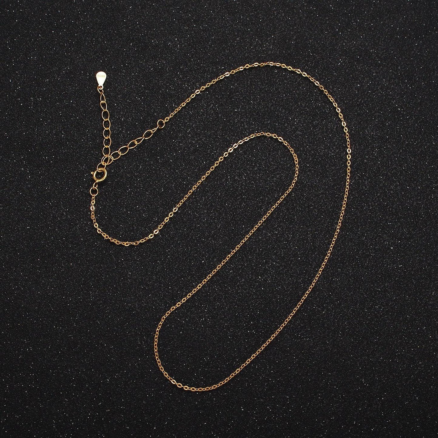 16k gold vermeil s925 sterling silver 1mm dainty cable 15.5 inch chain necklace | wa-1957