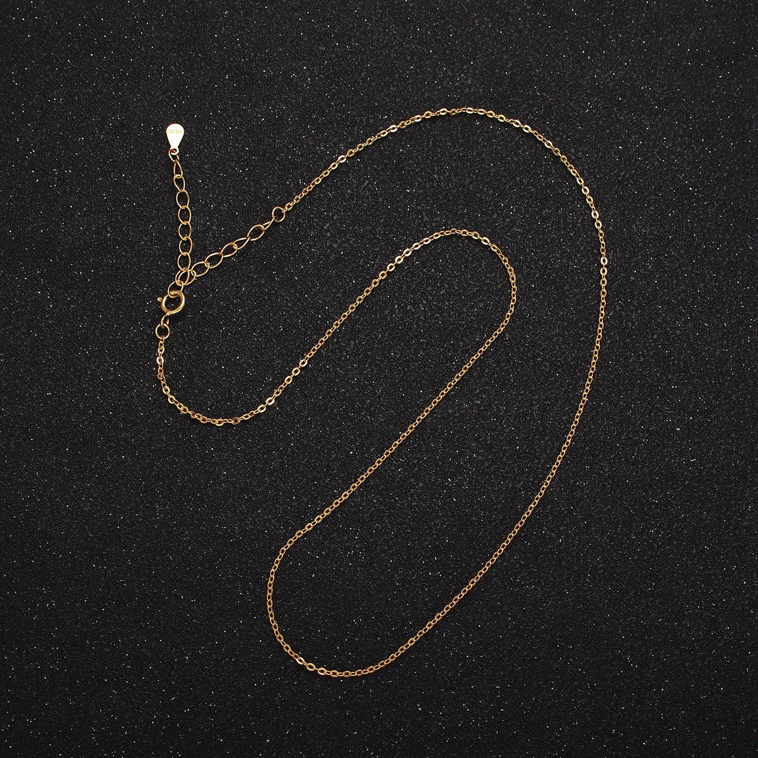 16k gold vermeil s925 sterling silver 1mm dainty cable 15.5 inch chain necklace | wa-1957