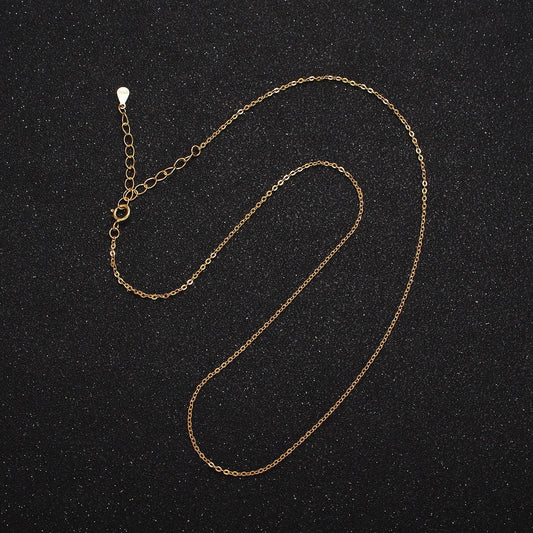 16k gold vermeil s925 sterling silver 1mm dainty cable 15.5 inch chain necklace | wa-1957