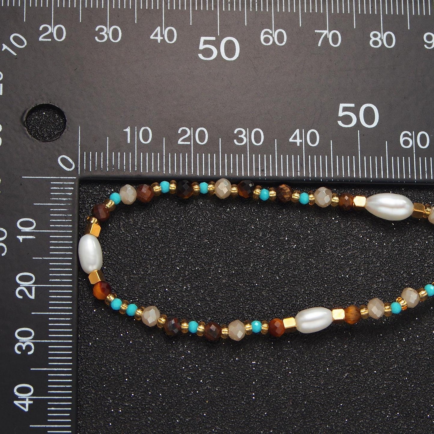 Tiger eye pearl turquoise 14k gold filled beaded necklace | wa-2646