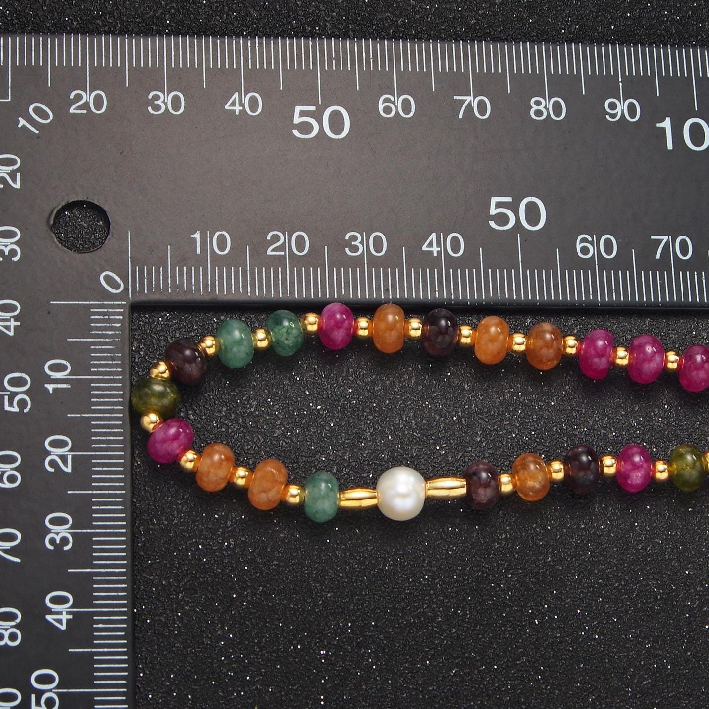 Multi Color rondelle stones Colorful Candy Gemstone Beads handmade necklace 16.15 inch + 2 inch extender | WA-2644