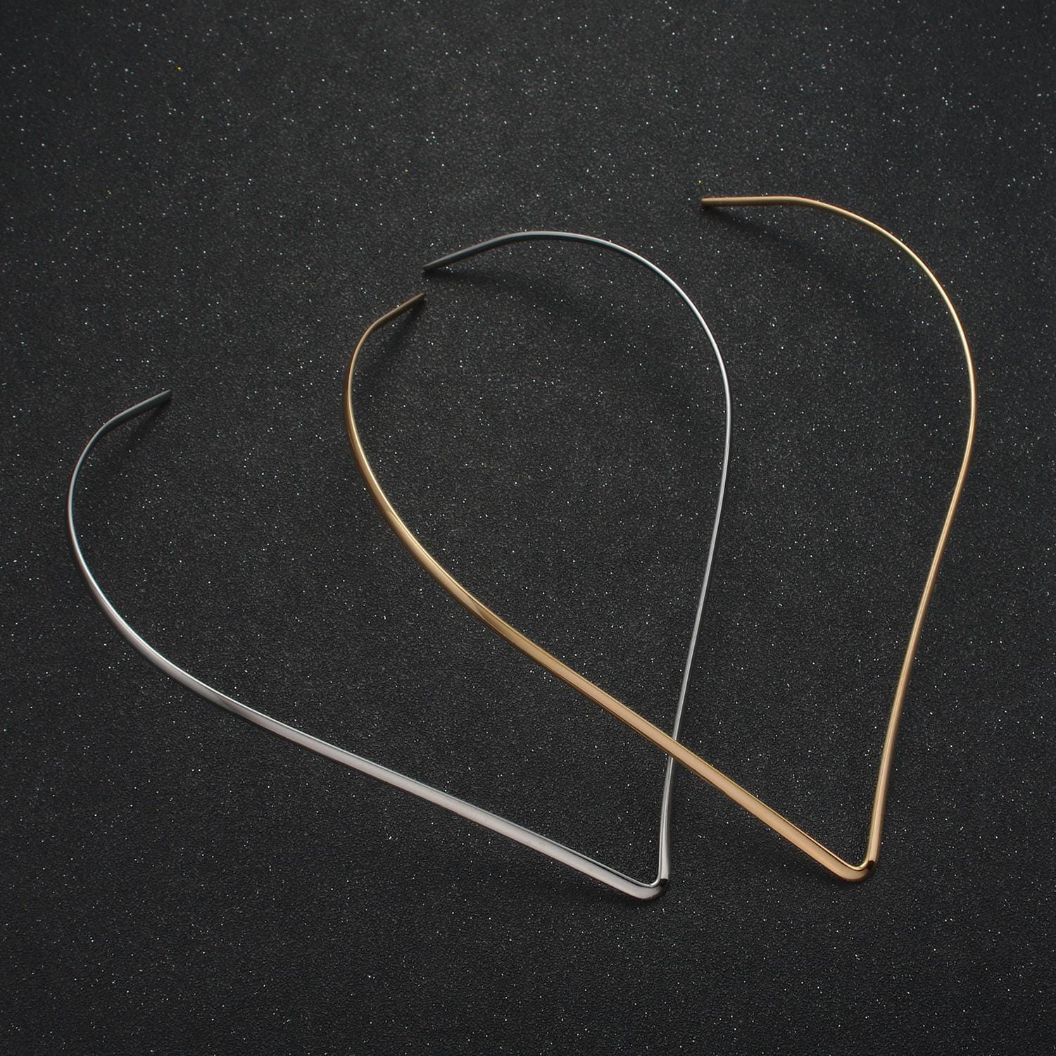 Curved point chevron stainless steel choker necklace in gold & silver collar necklace | wa-2618 wa-2619