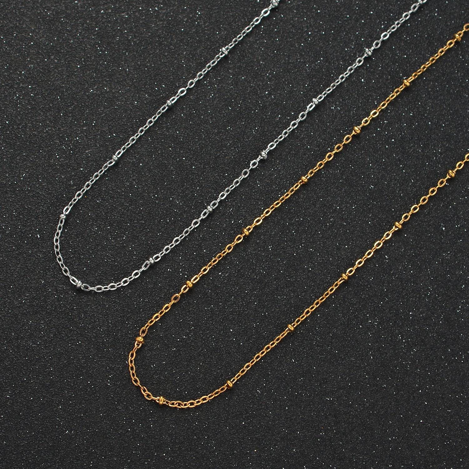 20 inch satellite cable chain stainless steel necklace in gold & silver | wa-2610 wa-2611