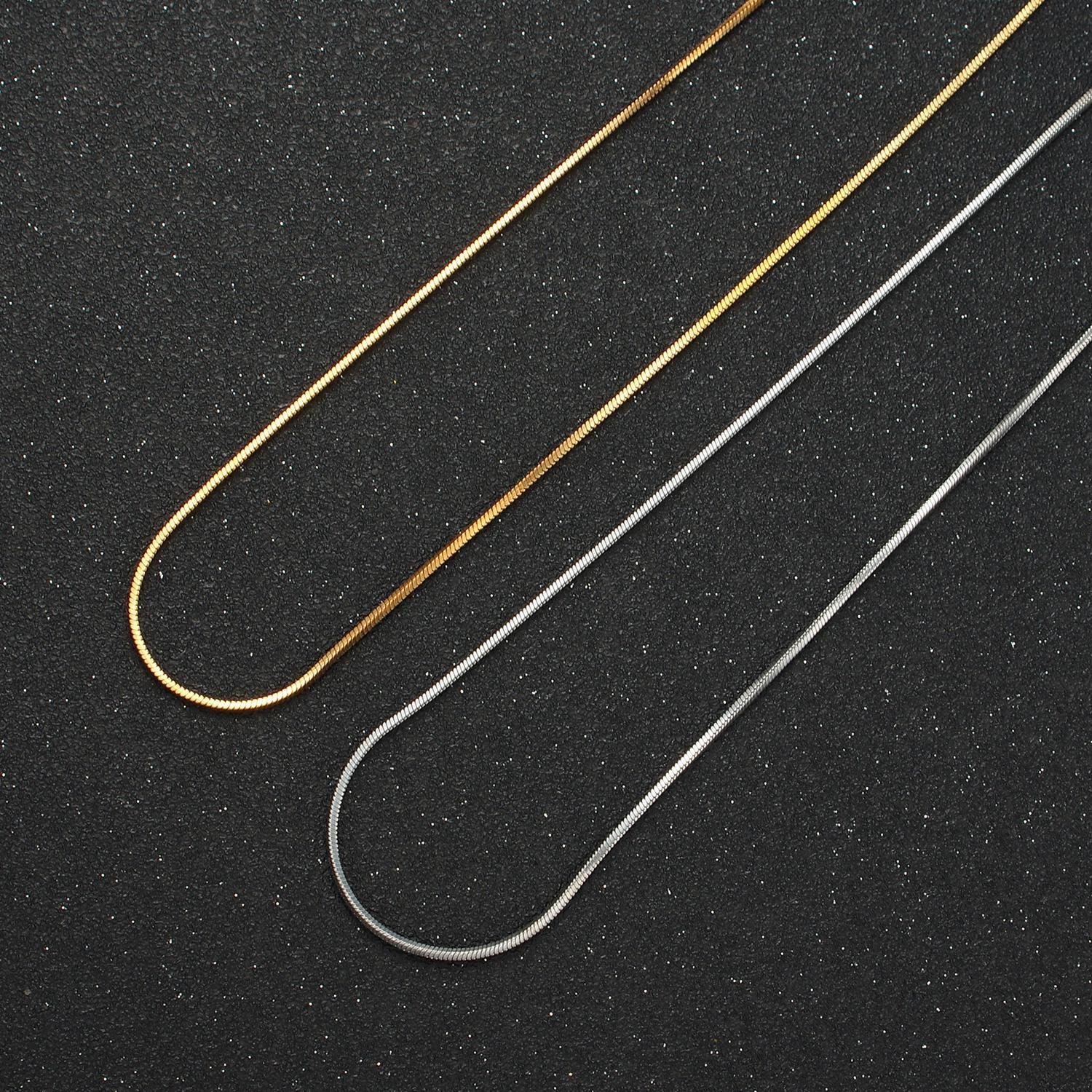 18 inch snake chain stainless steel necklace in gold & silver | wa-2596 wa-2597