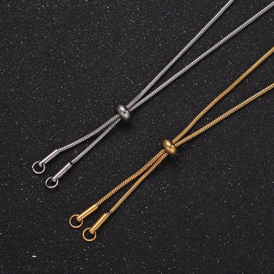 Stainless steel gold snake lariat necklace adjustable slider herringbone chain women's necklace lariat charm jewelry gift for women wa2488