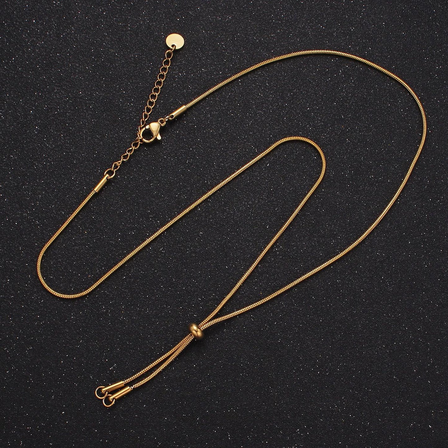 Stainless steel gold snake lariat necklace adjustable slider herringbone chain women's necklace lariat charm jewelry gift for women wa2488