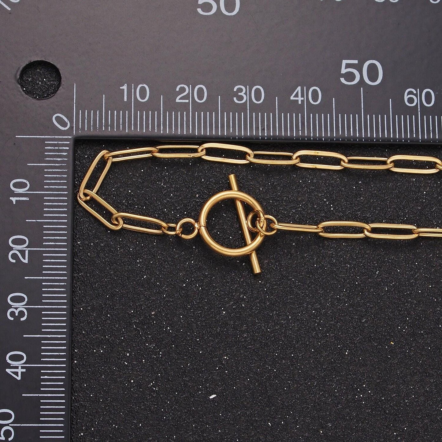 Dainty stainless steel paper clip chain necklace gold elongated necklace cable link chain 19 inch ready to wear necklace tarnish free wa2492