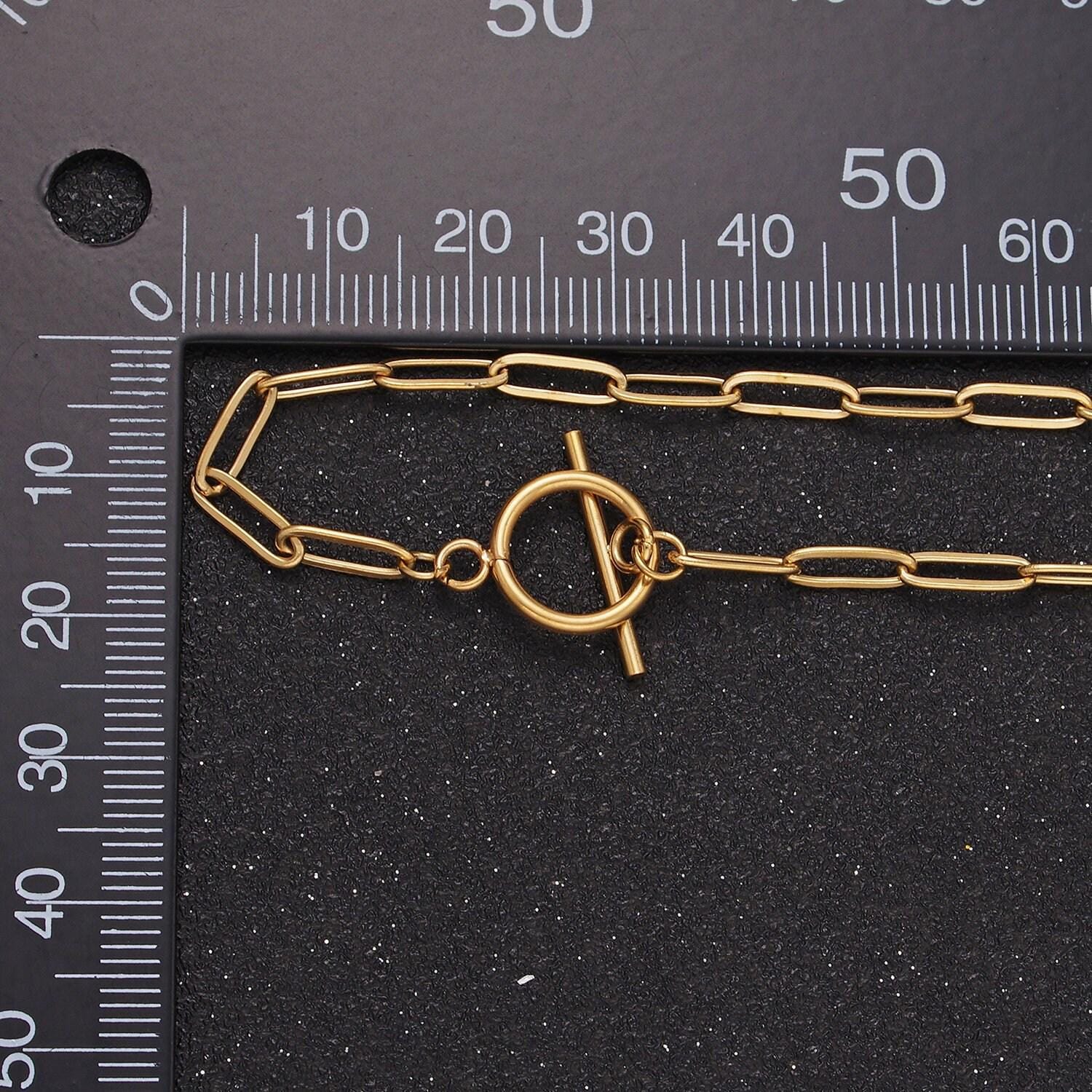 Dainty stainless steel paper clip chain necklace gold elongated necklace cable link chain 19 inch ready to wear necklace tarnish free wa2492