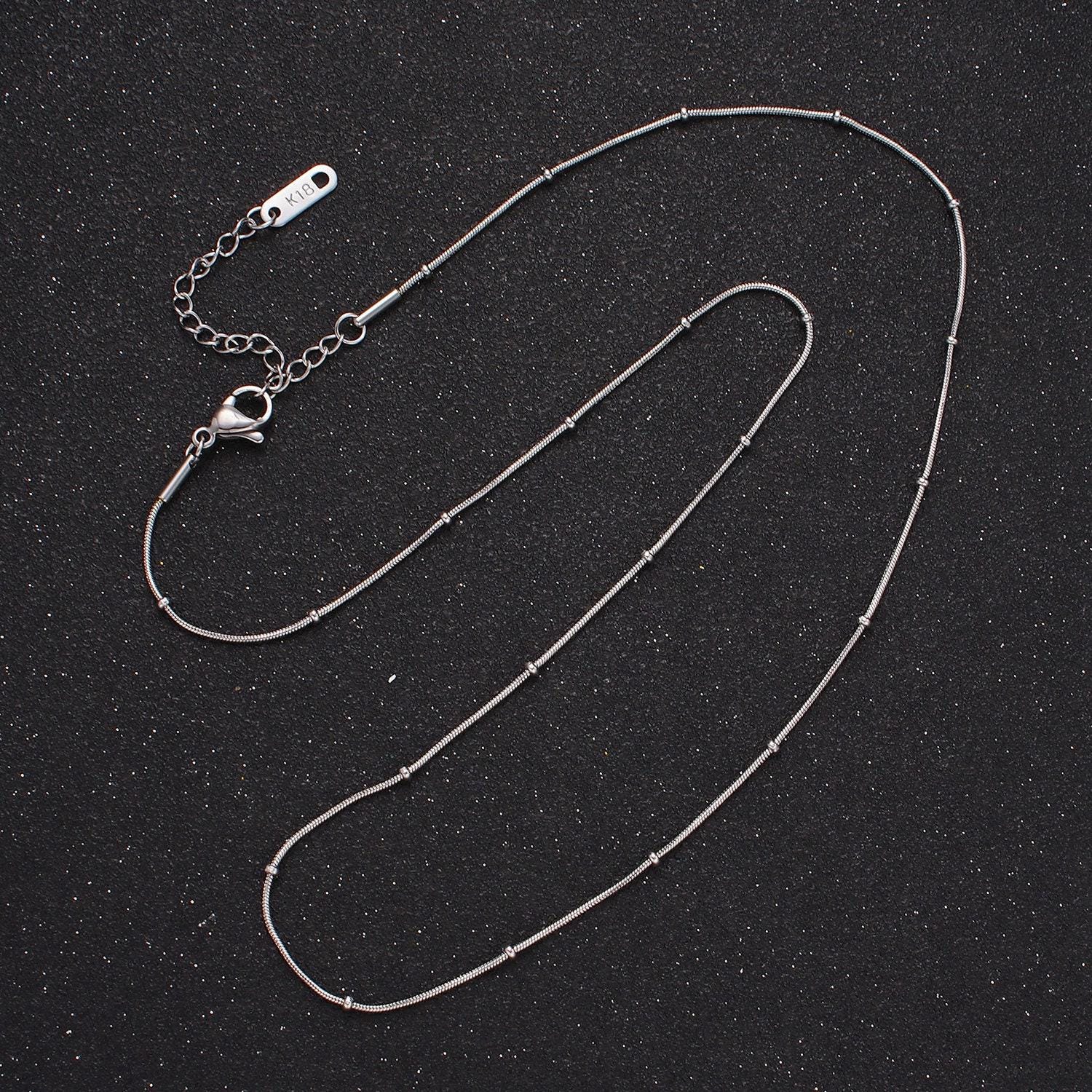 Gold stainless steel 0.8mm satellite snake 18 inch layering herringbone chain necklace | wa-2484