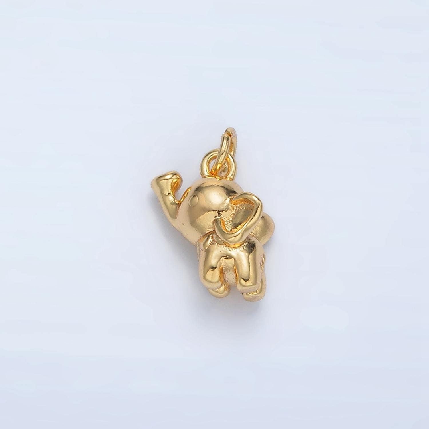 Mini gold elephant charm small dumbo charm safari animal charms 24k gold filled findings ac112