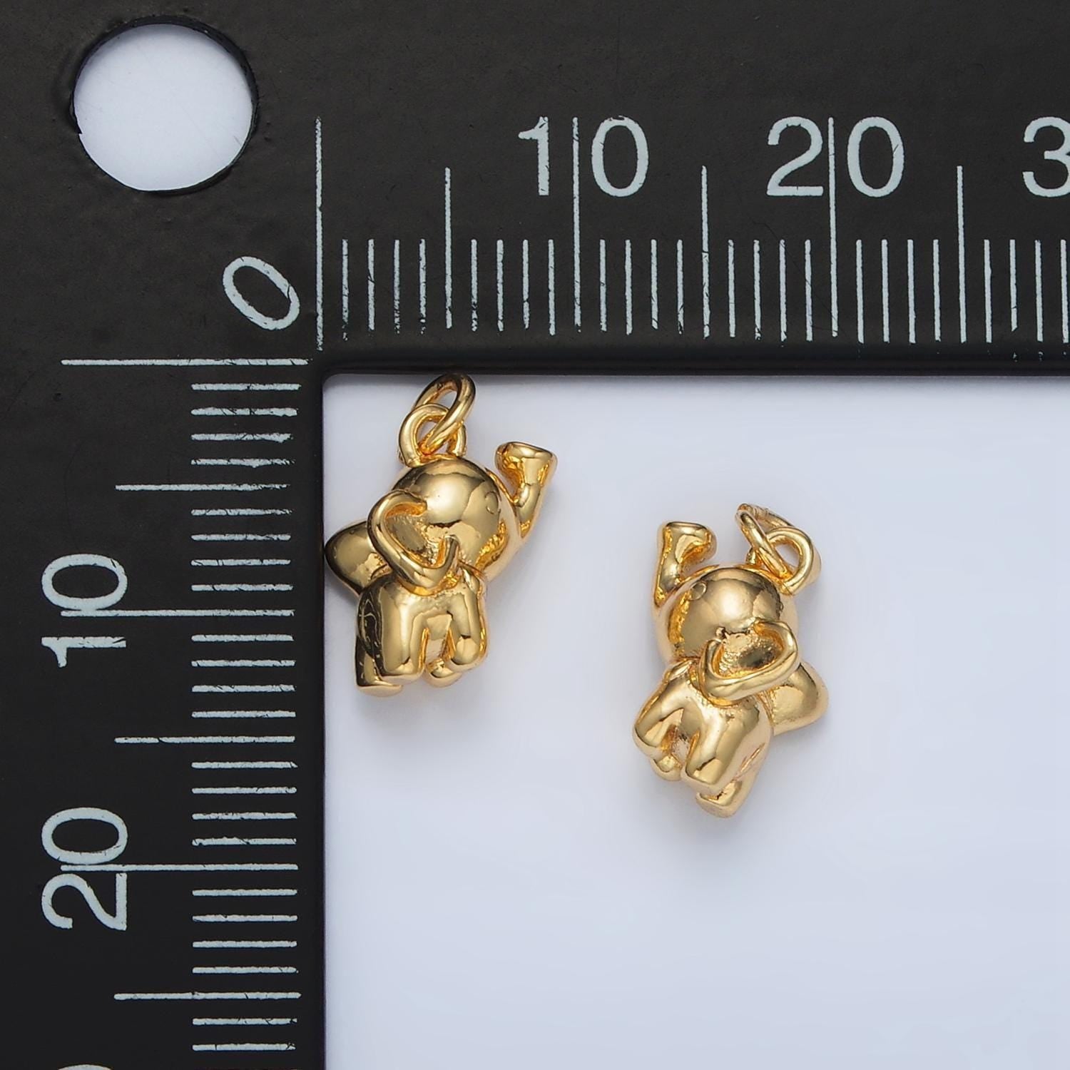 Mini gold elephant charm small dumbo charm safari animal charms 24k gold filled findings ac112