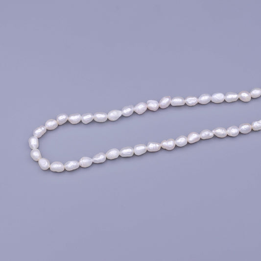 Aaa pearls beads genuine freshwater pearl 5.5mm small off round oval potato pearl white per strand wholesale wa-1672