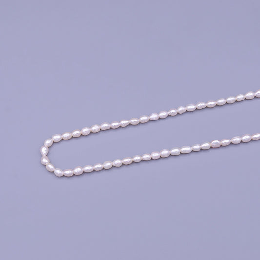 3.8mm white potato freshwater pearls, seed pearl, small size pearl, genuine pearl bead strand supply for jewelry making - wa-1663