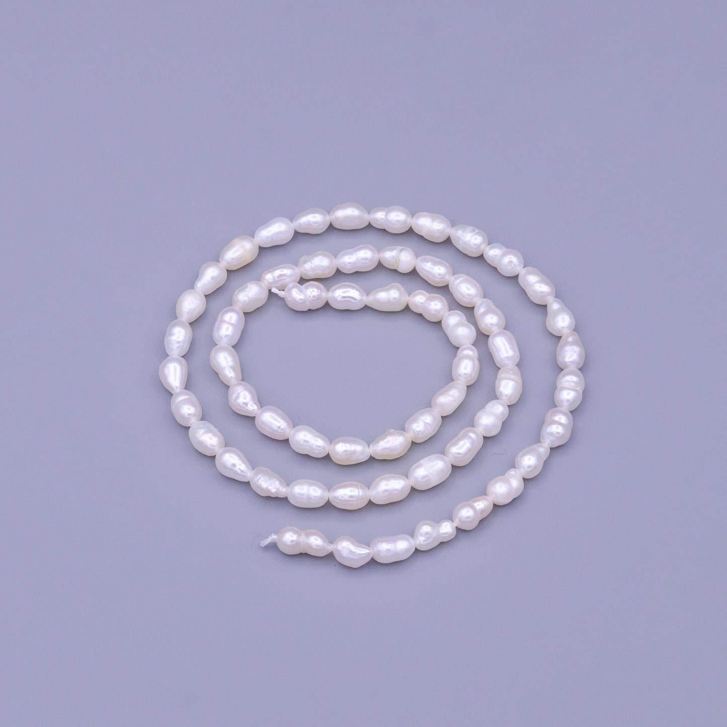 Grade aaa high quality natural freshwater baroque seed nugget keshi pearl beads - white approx. 4mm length full strand, wa-1662