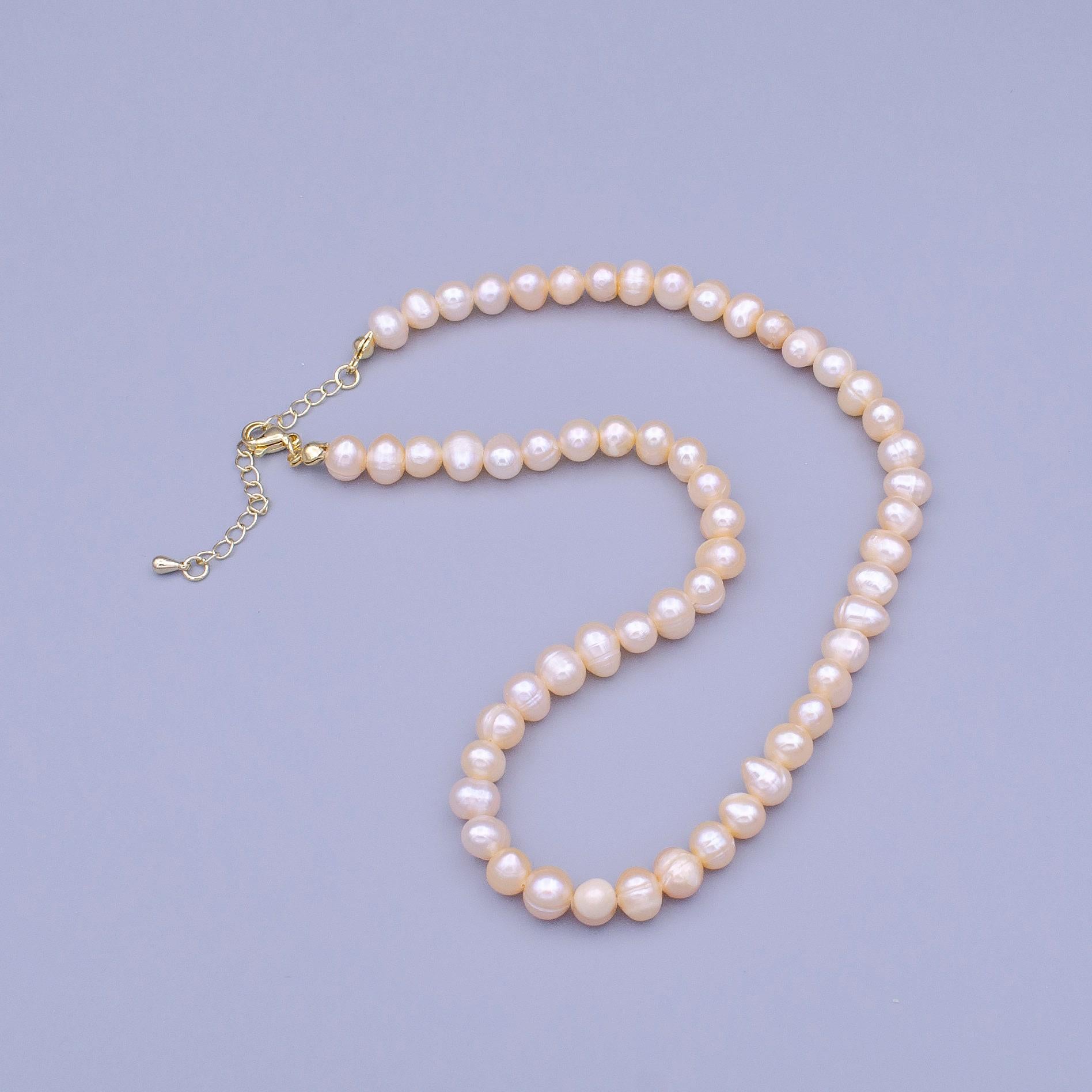 Freshwater pearl necklace 7.7mm pearl necklace peach pink pearl necklace for wedding jewelry minimalist necklace wa-1484