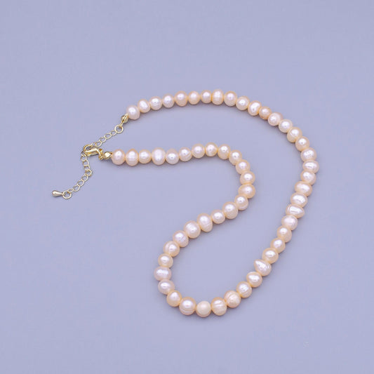 Freshwater pearl necklace 7.7mm pearl necklace peach pink pearl necklace for wedding jewelry minimalist necklace wa-1484