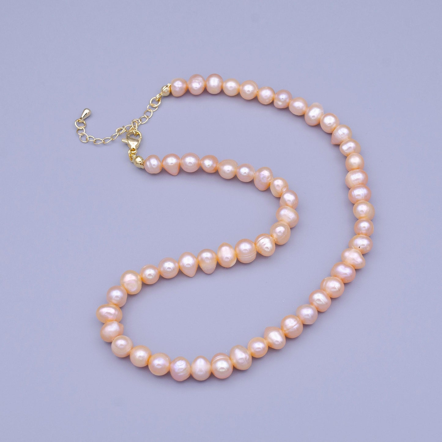 Dainty pink pearl choker, baroque pearl necklace, irregular-shaped pearl necklace, freshwater pearl choker necklace 14 inch wa1463