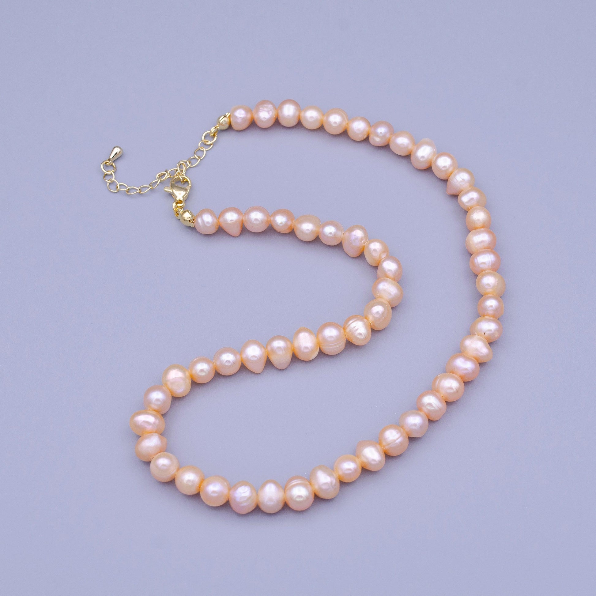 Dainty pink pearl choker, baroque pearl necklace, irregular-shaped pearl necklace, freshwater pearl choker necklace 14 inch wa1463