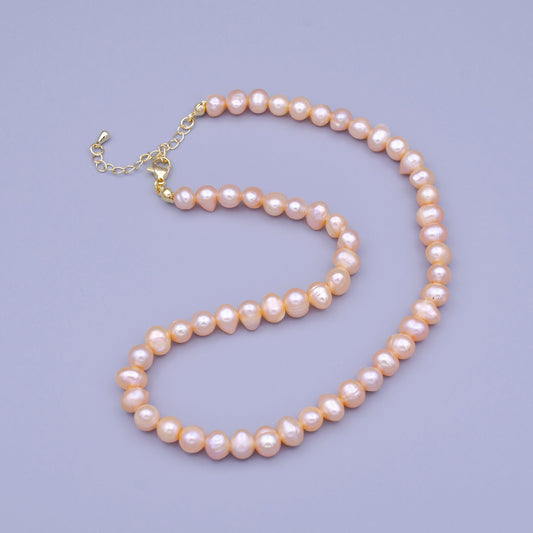 Dainty pink pearl choker, baroque pearl necklace, irregular-shaped pearl necklace, freshwater pearl choker necklace 14 inch wa1463