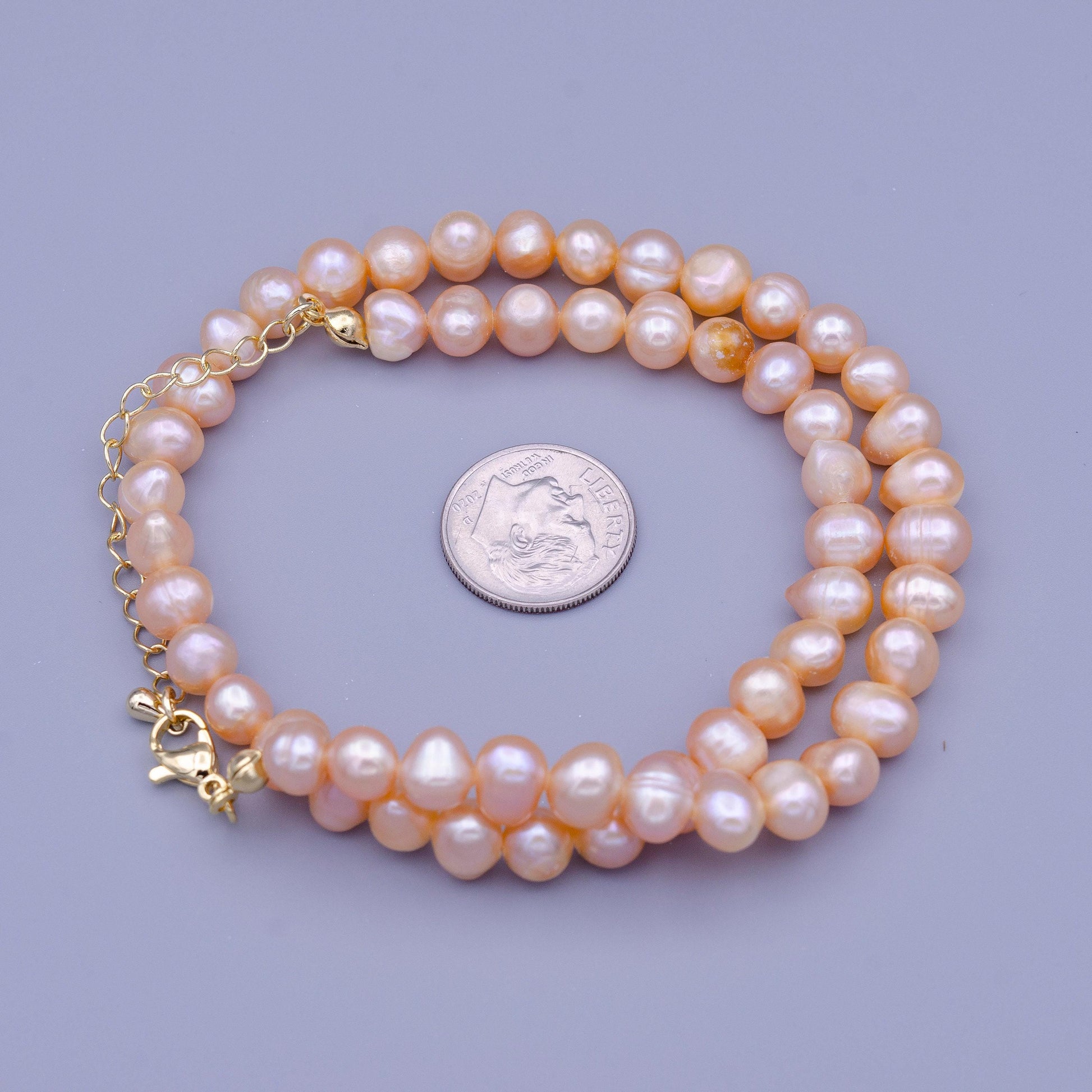 Dainty pink pearl choker, baroque pearl necklace, irregular-shaped pearl necklace, freshwater pearl choker necklace 14 inch wa1463