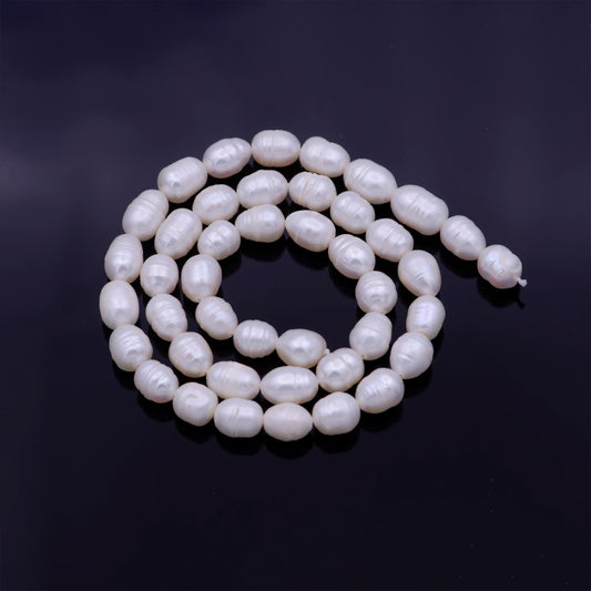 1 strand - aaa natural fresh water pearl beads white oval rice shape beads 6mm wholesale pearl beads strand wa-1330