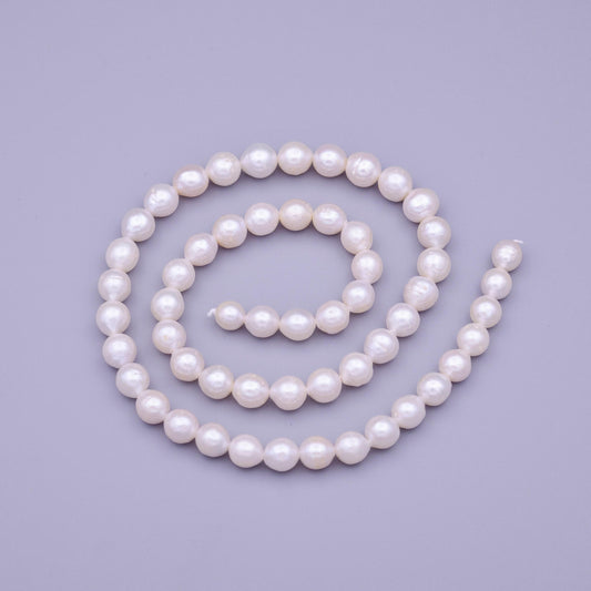 Natural white round freshwater pearl beads awesome aaa quality genuine cultured fresh water pearls 6.4mm 56pcs full strand wa-1327