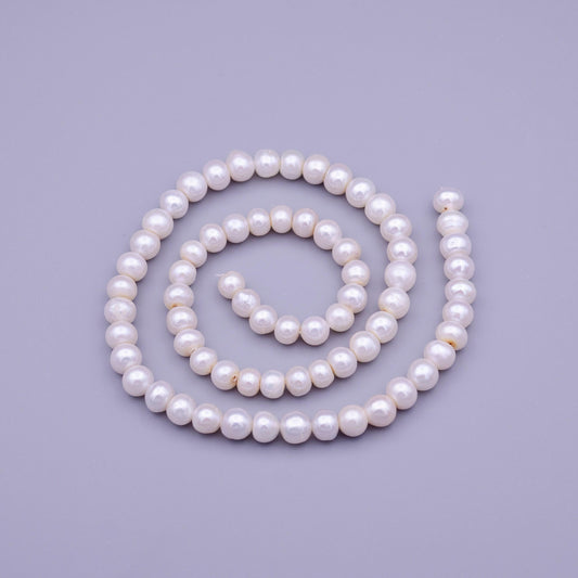 6.5mm white near round freshwater pearls strand beads for necklace bracelet wedding jewelry making supply wa1322