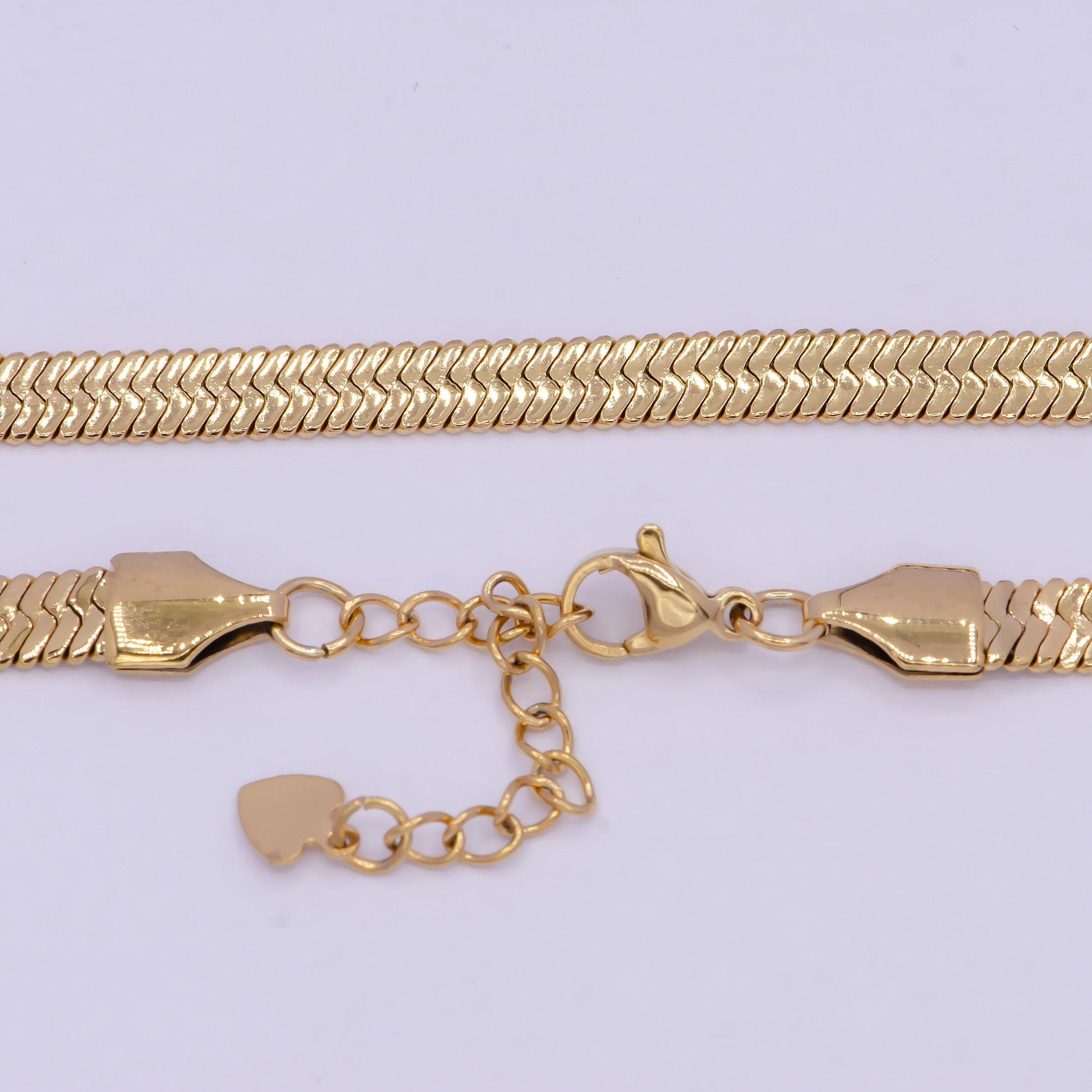 5.0mm gold herringbone necklace, 24k gold filled 15.7" or 17.7" + 2.0" extender delicate snake gold necklace | wa-932, wa-936