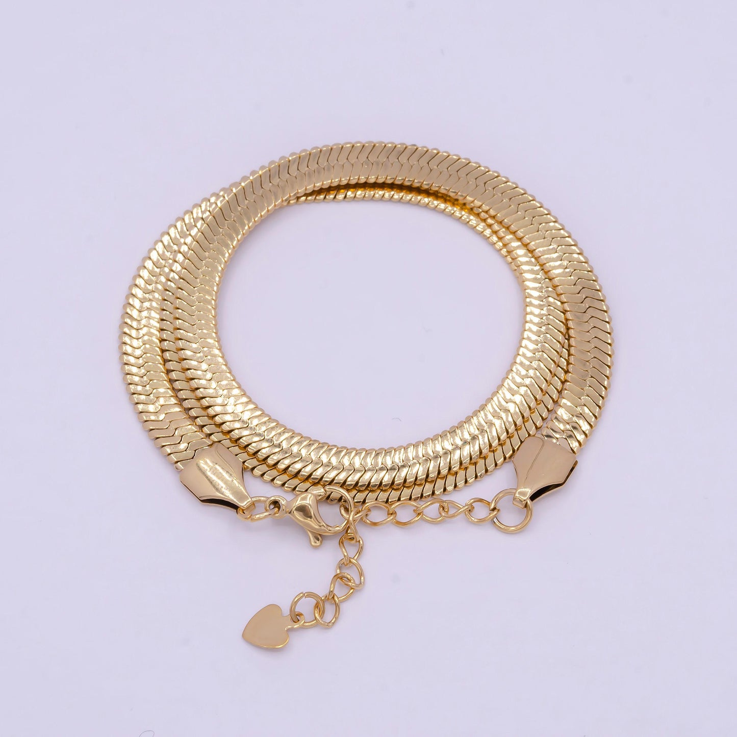5.0mm gold herringbone necklace, 24k gold filled 15.7" or 17.7" + 2.0" extender delicate snake gold necklace | wa-932, wa-936