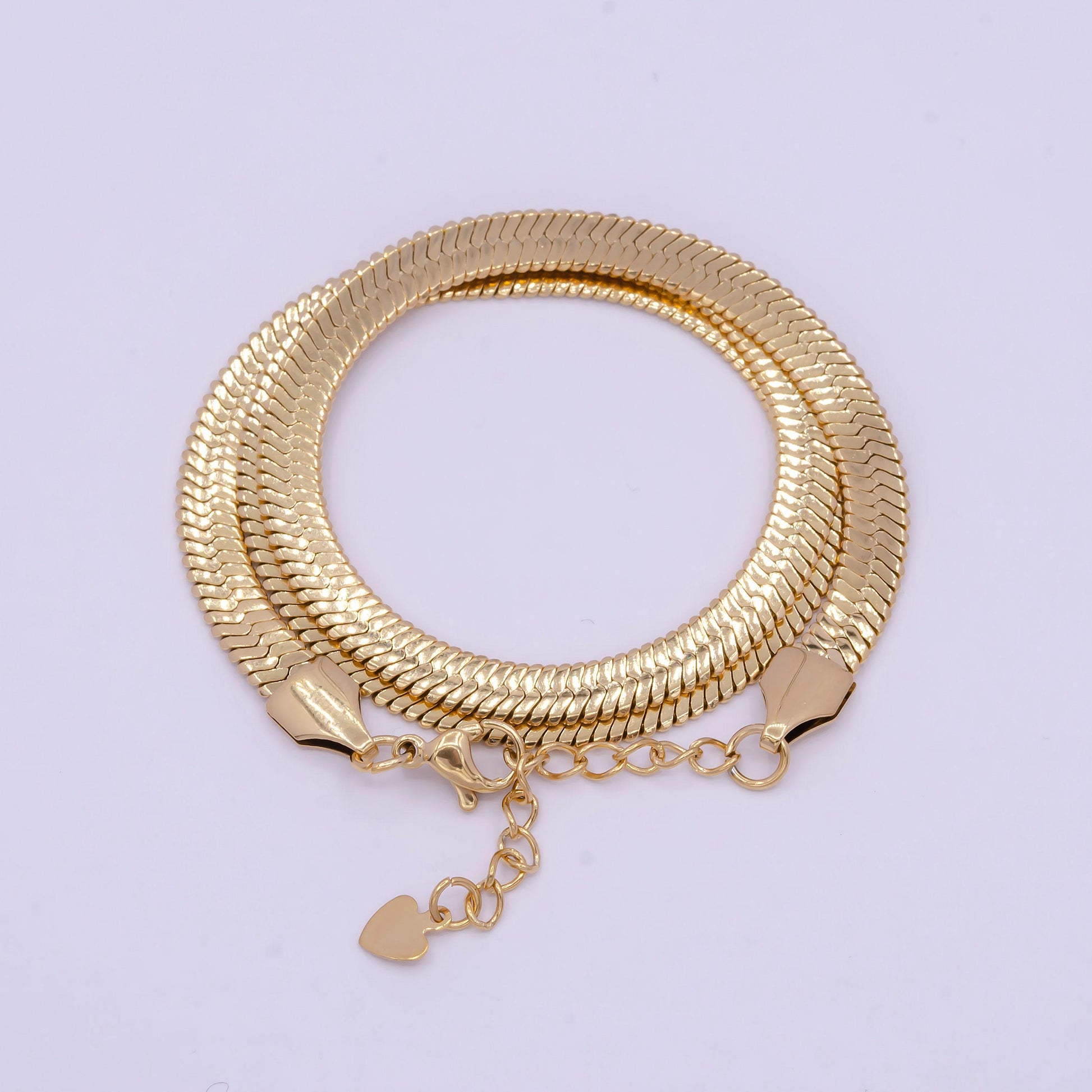 5.0mm gold herringbone necklace, 24k gold filled 15.7" or 17.7" + 2.0" extender delicate snake gold necklace | wa-932, wa-936