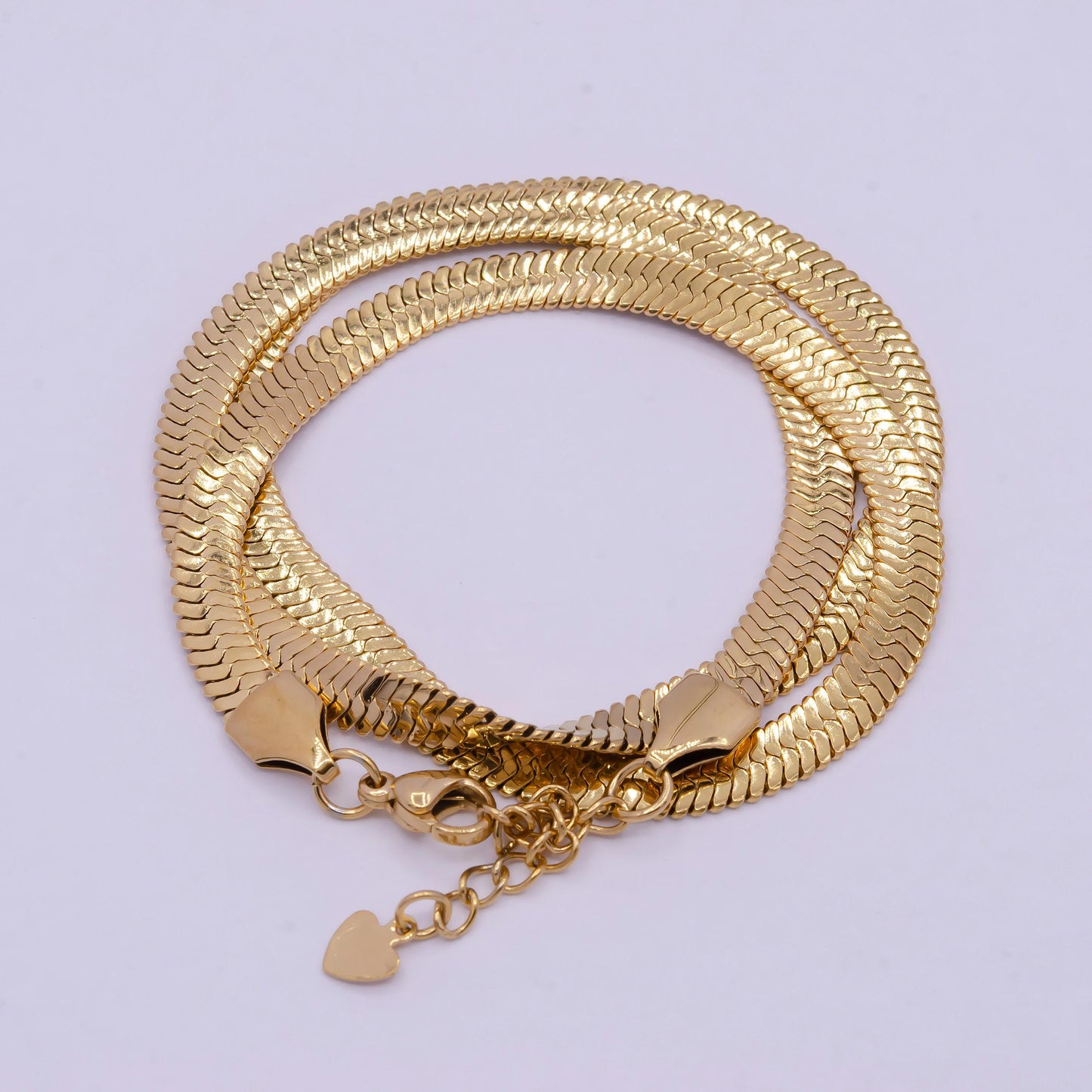 5.0mm gold herringbone necklace, 24k gold filled 15.7" or 17.7" + 2.0" extender delicate snake gold necklace | wa-932, wa-936